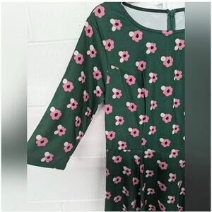 Unique vintage x GB Plus Womens Easter Dress Floral Print A line 3/4 Sleeve Pink